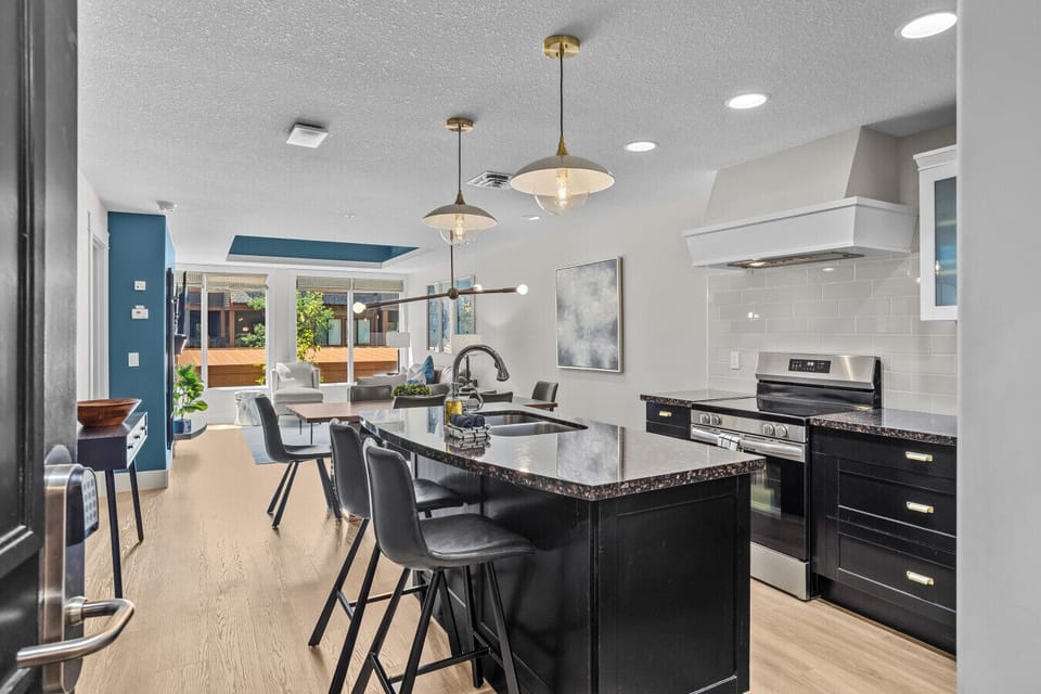 Freshly renovated kitchen with granite countertops