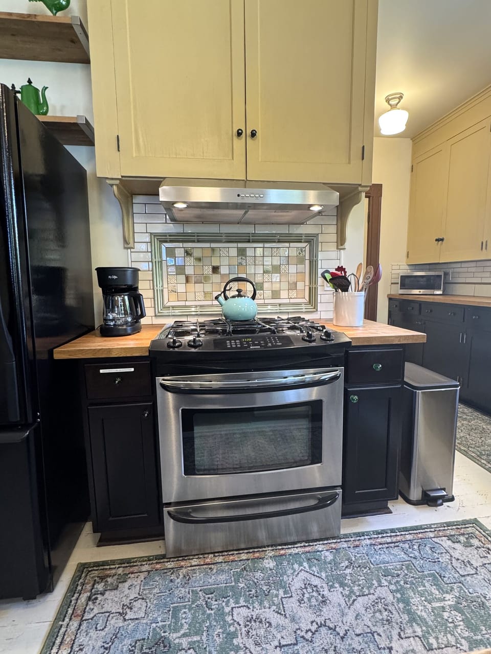 Gas stove - ready for home cooked meals.