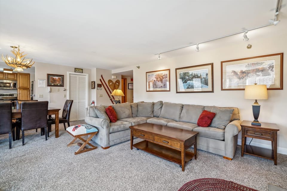 Large sectional and multiple seating areas make it easy for everyone to unwind together.