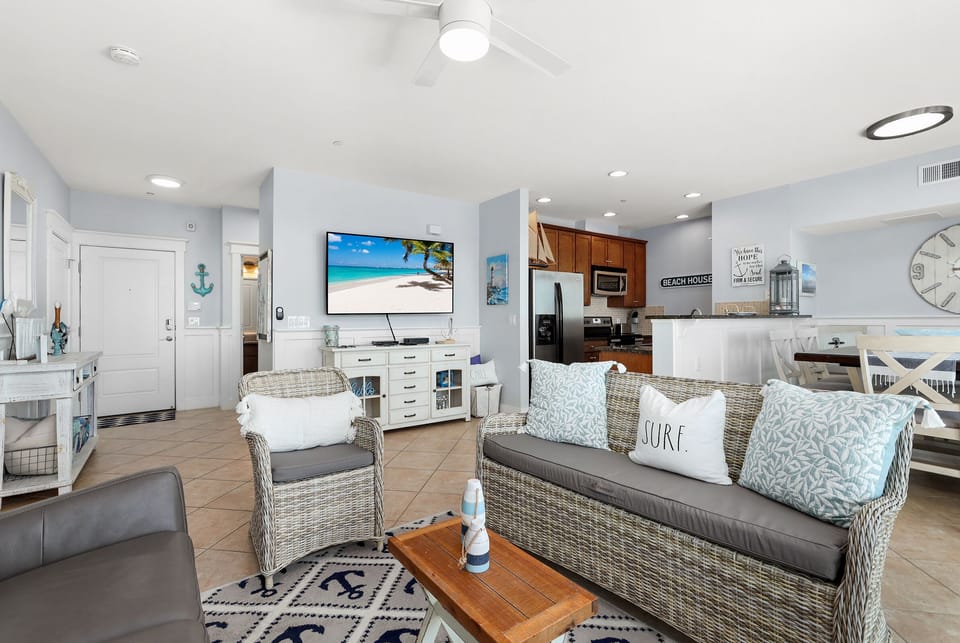 Living room with smart TV