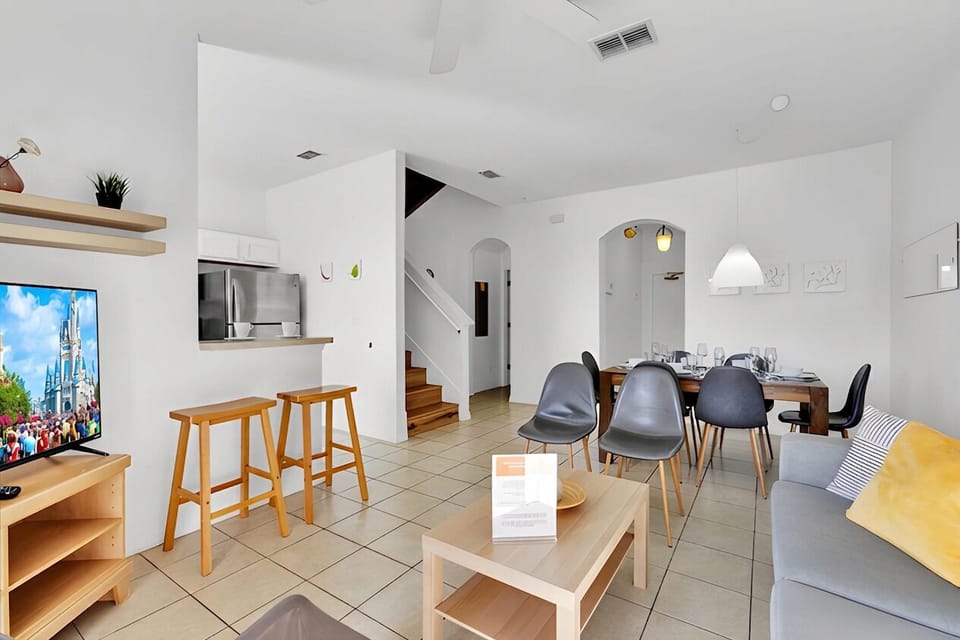 The open floorplan integrates the living and dining areas for you to enjoy family time during your stay.