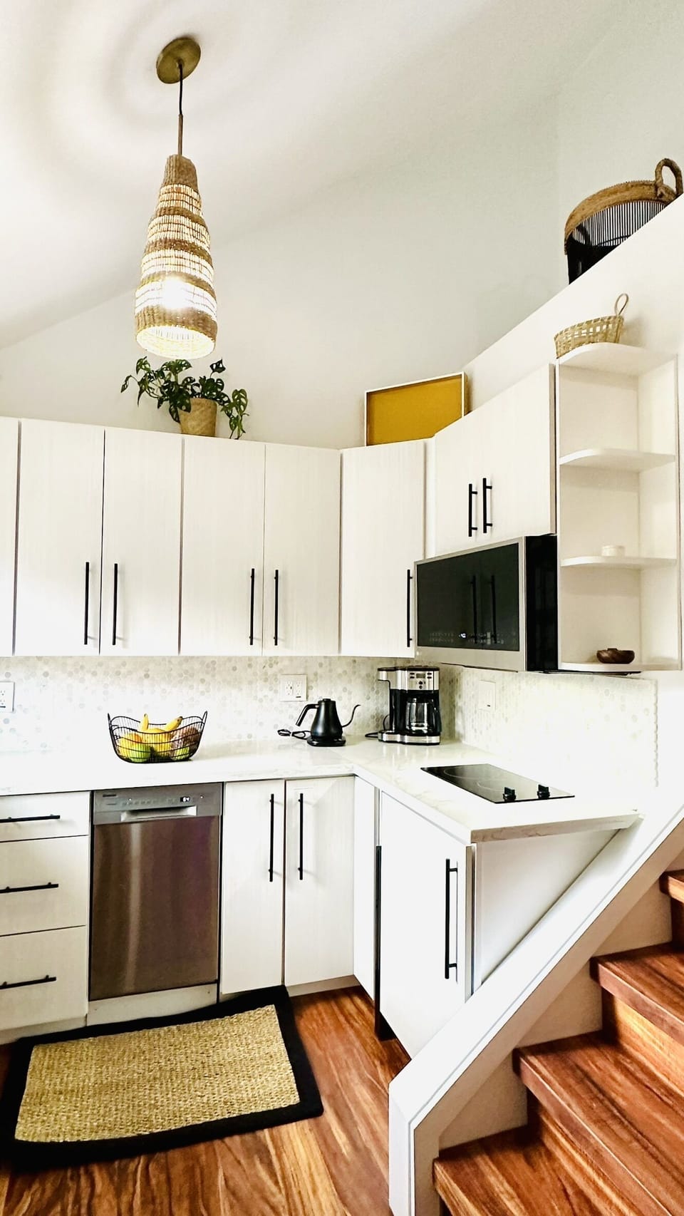 Convection-microwave oven and stovetop to cook meals