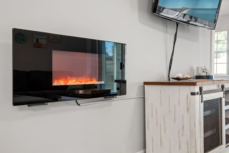Electric fireplace for cozy days inside!