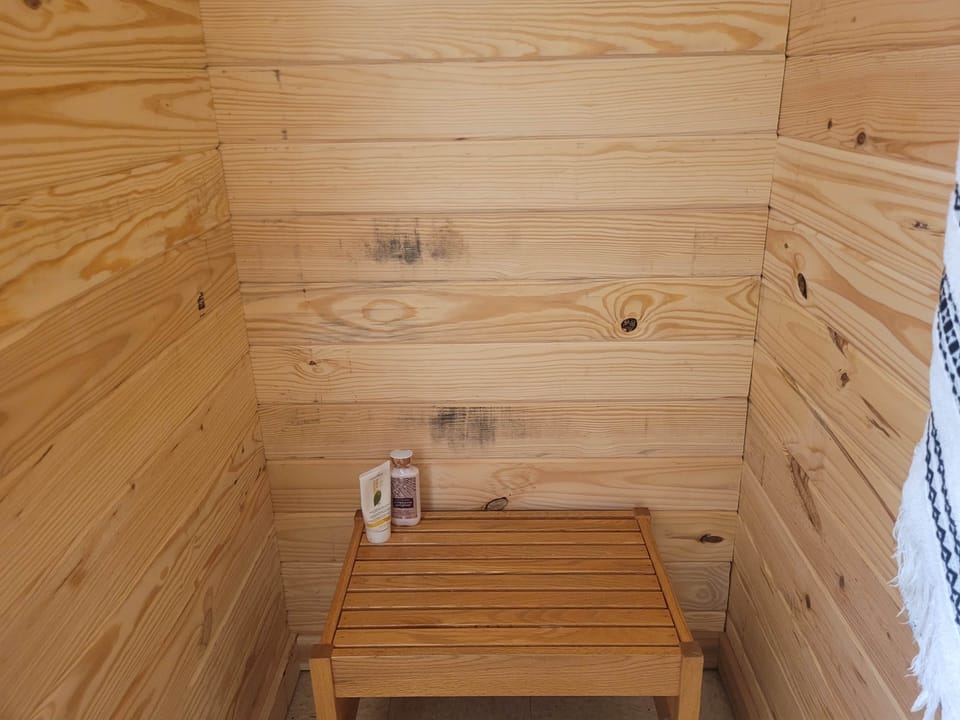 Camp shower dressing area