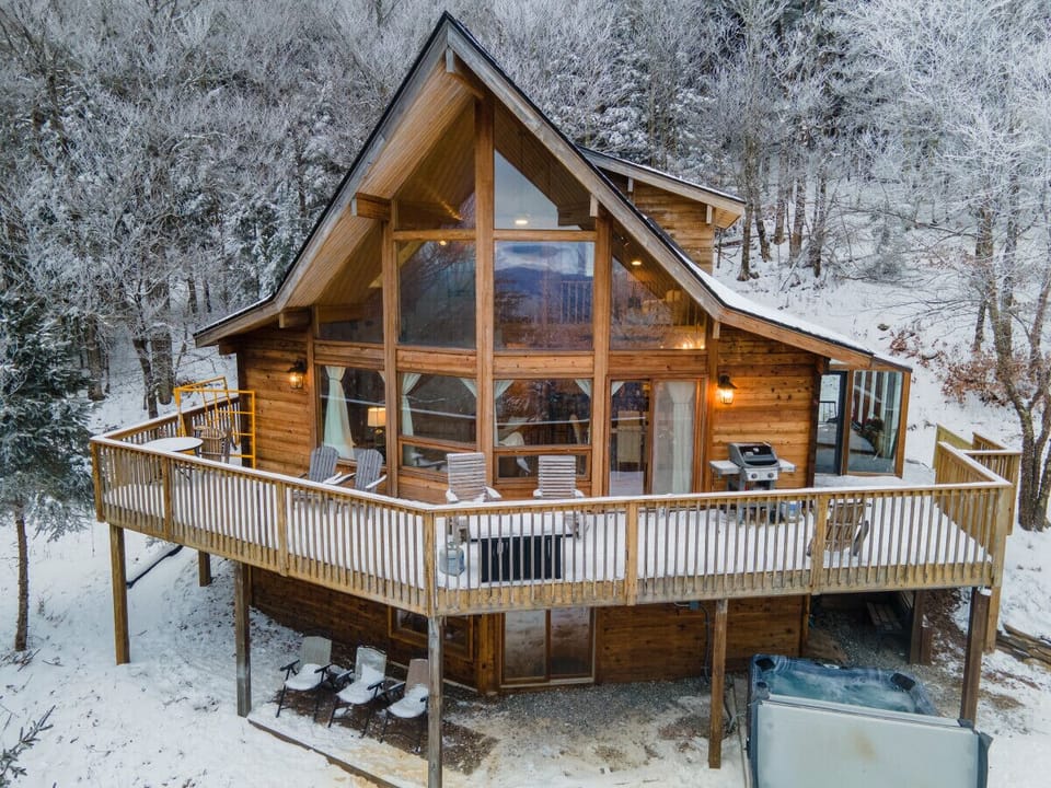 Aerial view of the front of the home.