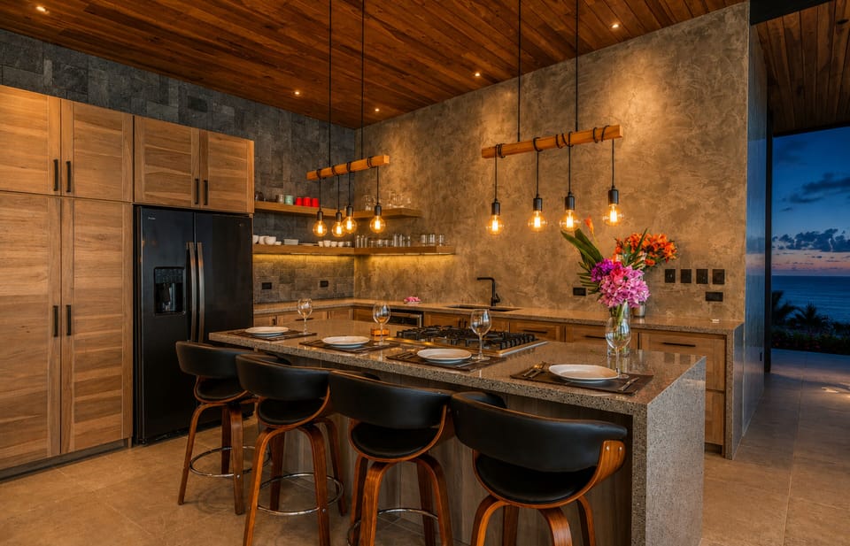 A gourmet kitchen designed for gathering, featuring a spacious island