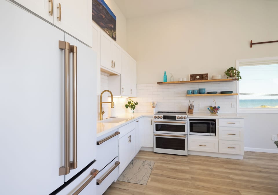 Modern chefs kitchen with high end, Cafe, appliances. 