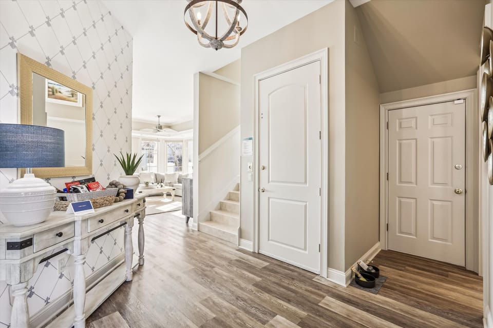 Open floor plan with beautiful marsh views from kitchen & living room