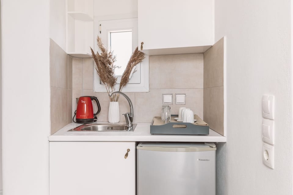 Comfort Double Room, Kitchenette | Private kitchen | Mini-fridge, electric kettle, dining tables