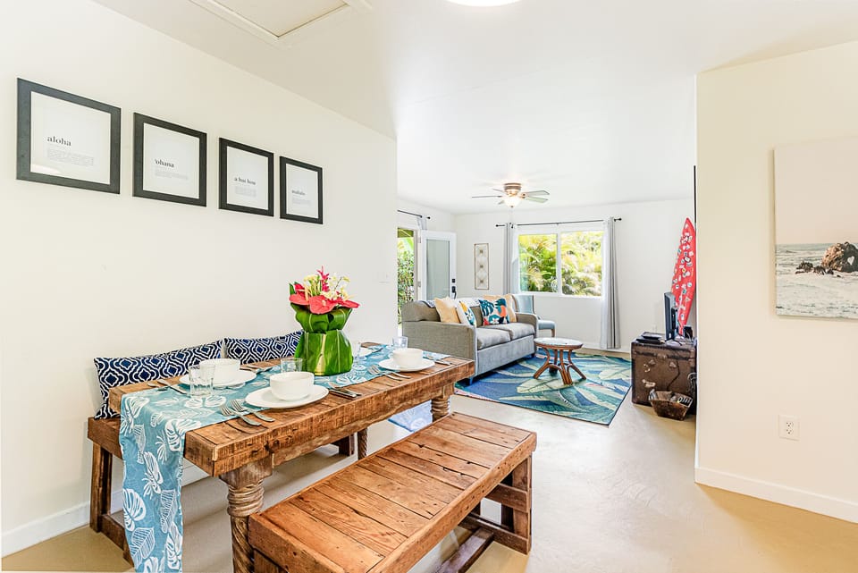 Bungalow dining area, living room