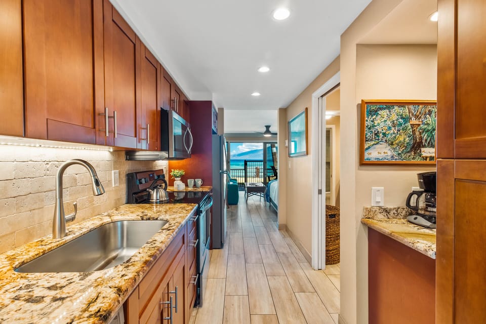 Modern and updated kitchen with stainless steel appliances