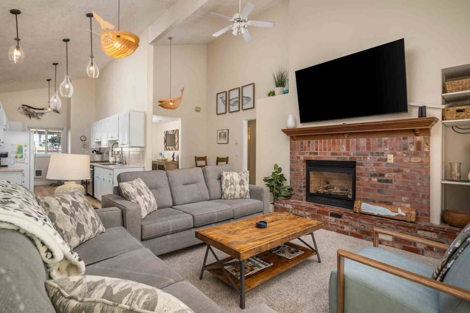 Watch you favorite movies, shows, and sports on this smart tv while relaxing in front of a cozy fire.