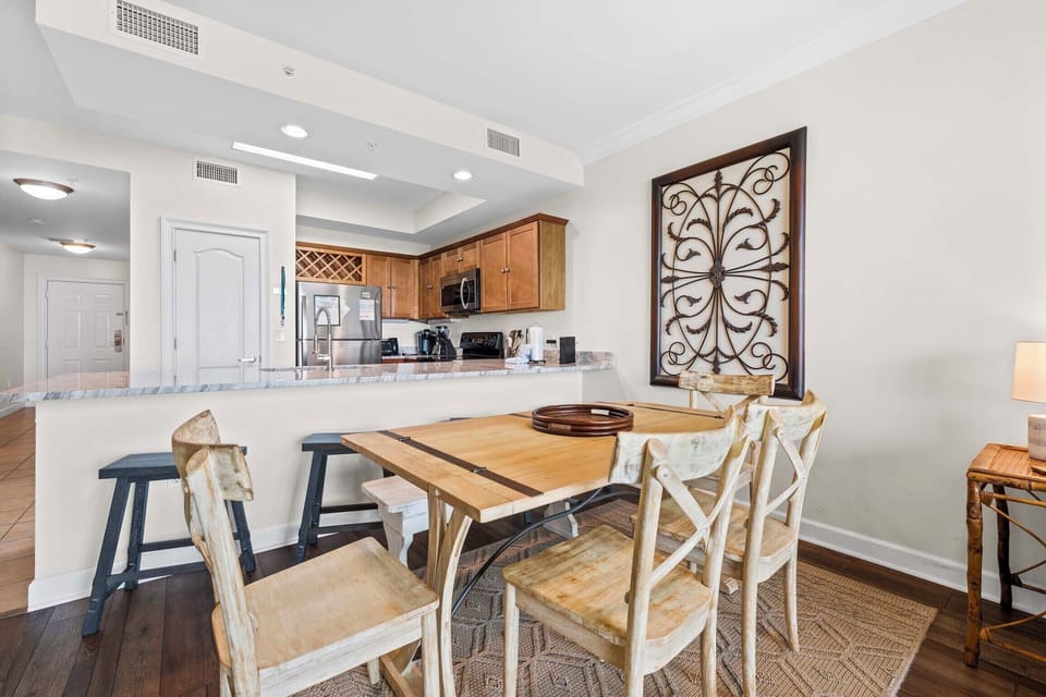 Dining table with seating for six