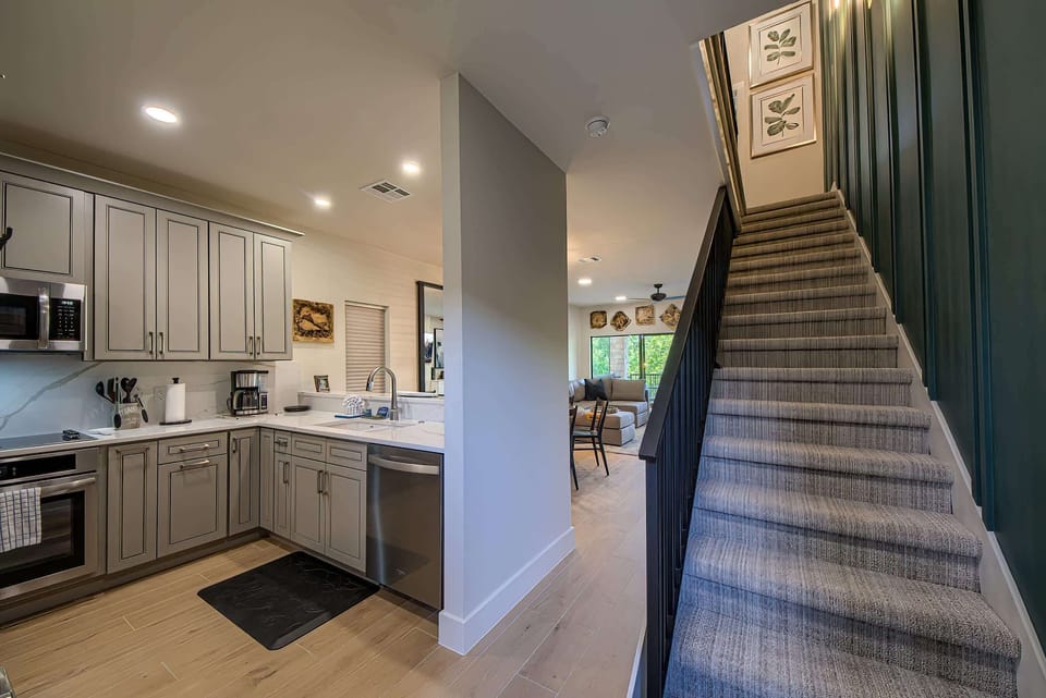 Open kitchen and entryway with spacious layout