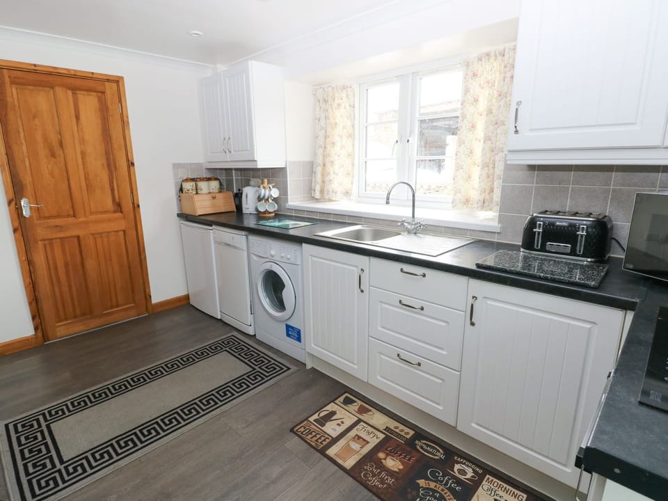 Fridge, dishwasher, electric kettle, toaster