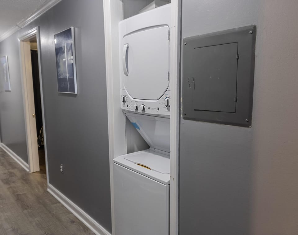 You'll love the convenience of the stackable washer/dryer!