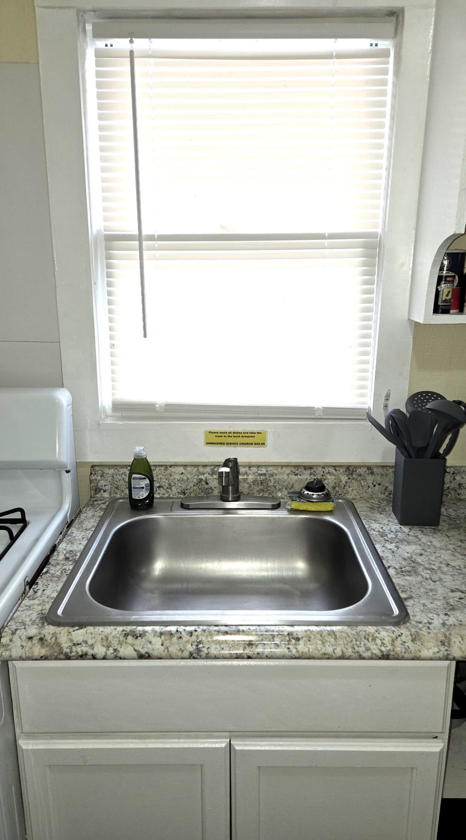 Basic soaps, linens, and paper products are provided.
