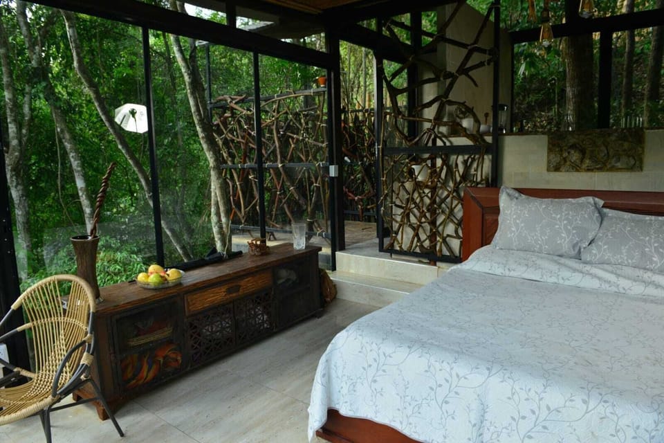Luxury Cabin | Bathroom | Rainfall showerhead, towels, soap