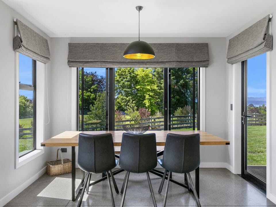 The dining area seamlessly flows from the kitchen.