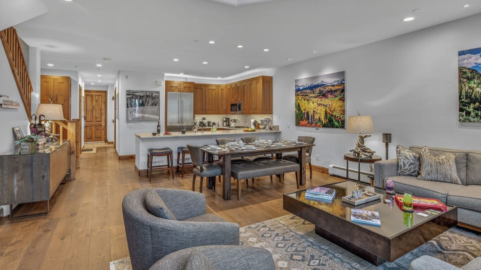 Great Room, Main Level - Seating area with sofa and dining table