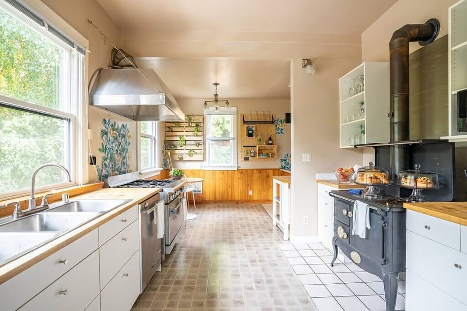 Common area - Kitchen! Guests have access to a microwave, toaster, and refrigerator. Oven and stove are not operable.