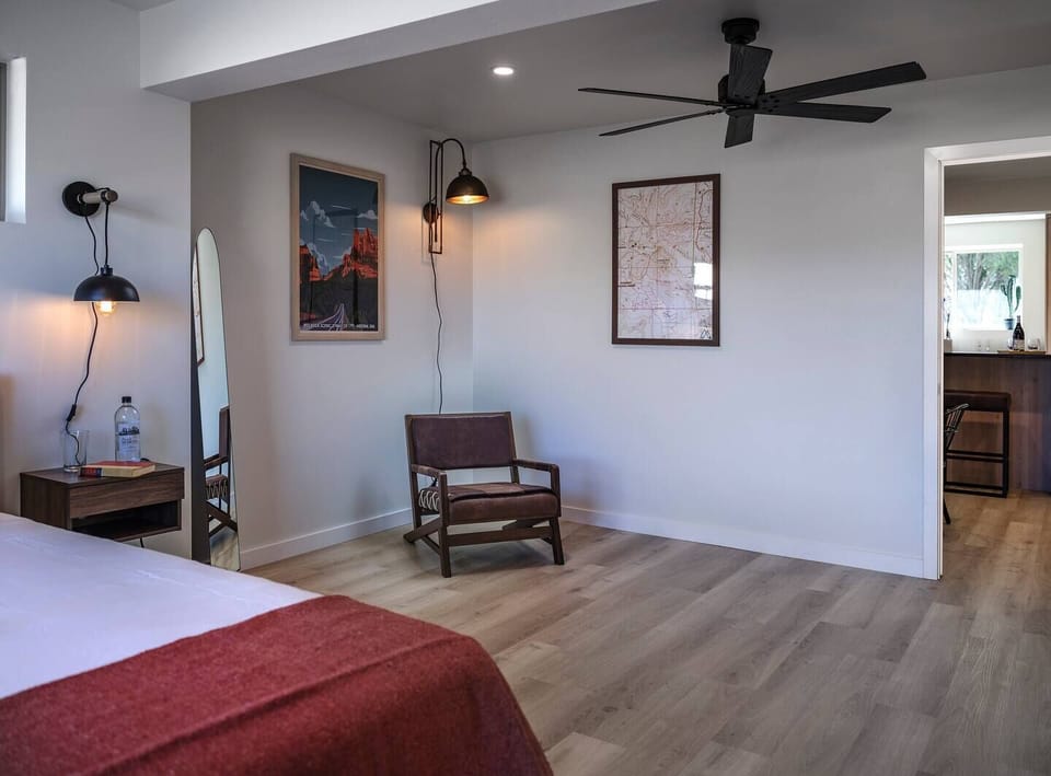 Snuggle up in the 'Cathedral Rock' bedroom's inviting reading nook, a perfect cozy corner for losing yourself in a good book.