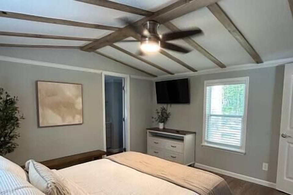 Master TV, Ceiling Fan, and Ensuite