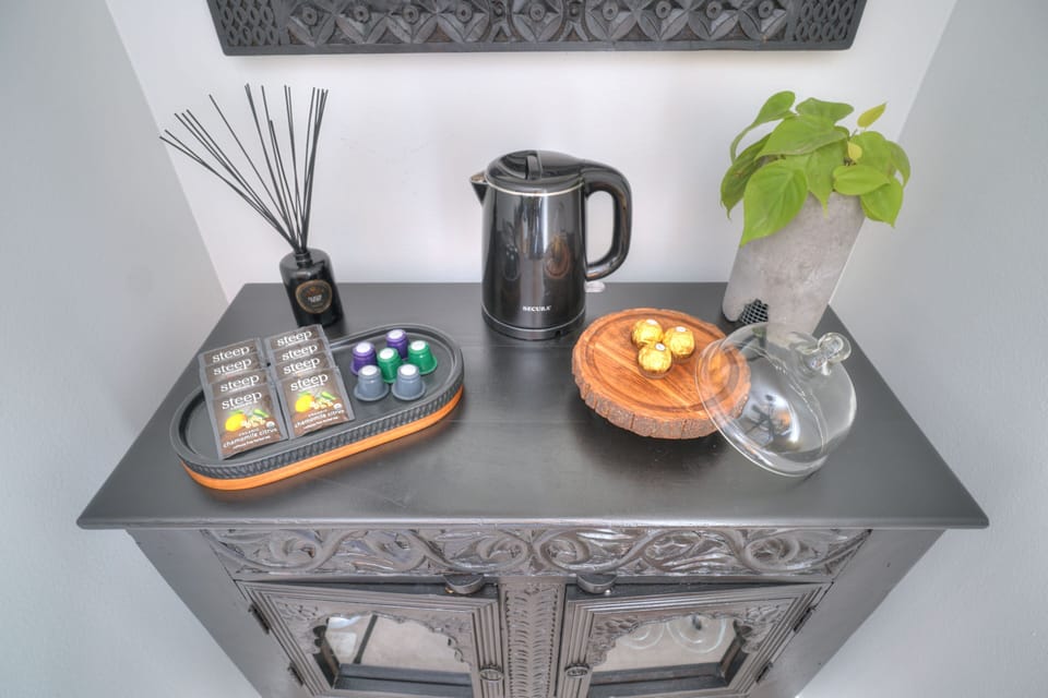 Nespresso coffee and tea bar, with sweet welcome treats.