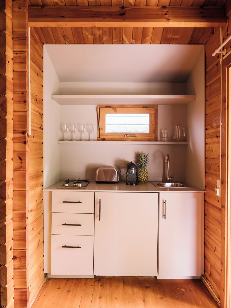 Fridge, microwave, espresso maker, highchair
