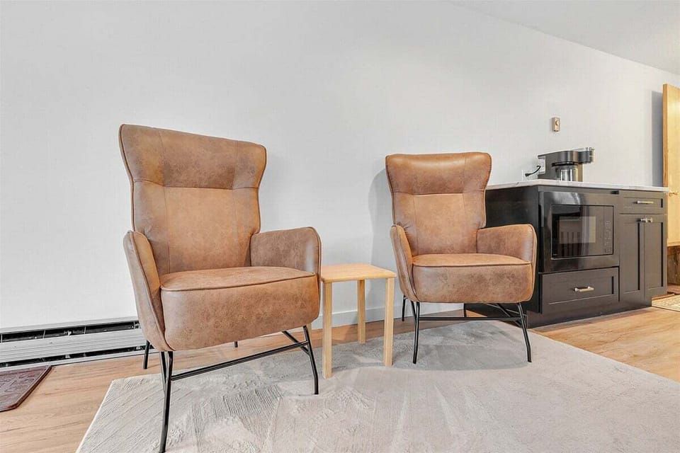 Seating for two and coffee bar/microwave center