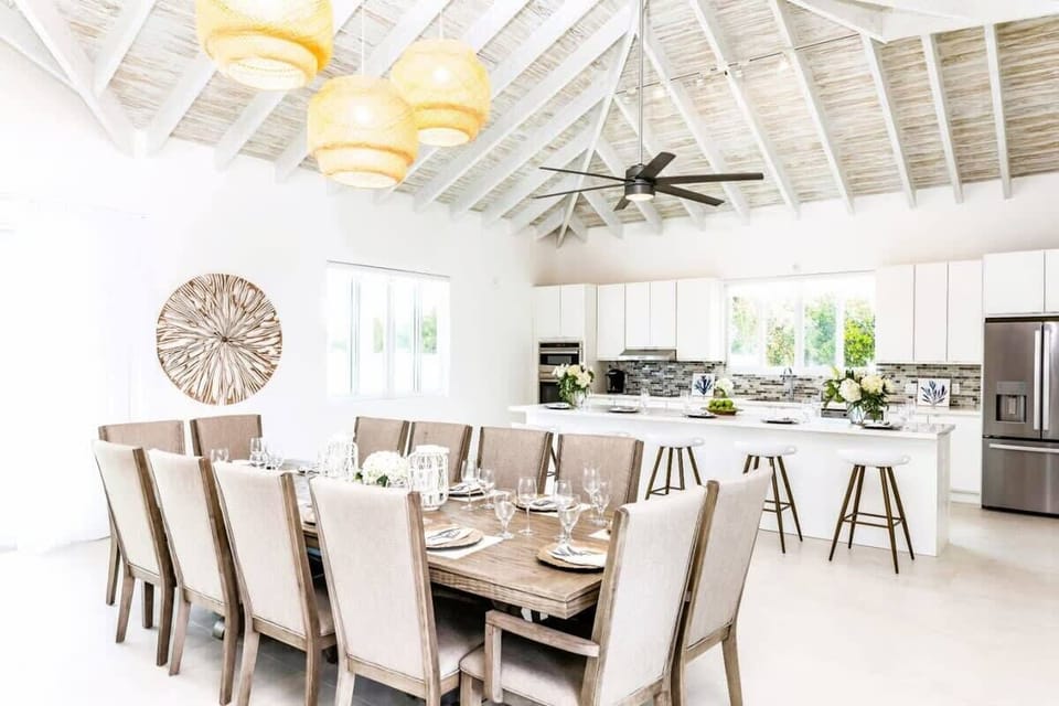 Enjoy a delicious meal in this stunning airy dining room.