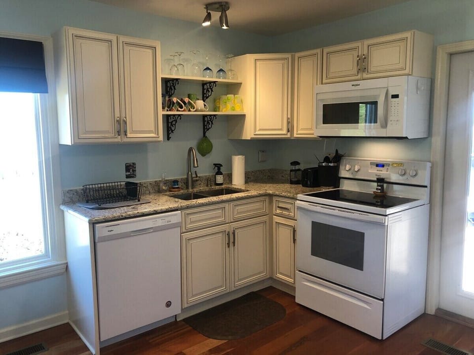 Fully stocked kitchen upstairs