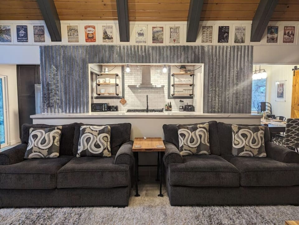 Our living room seamlessly connects to the kitchen