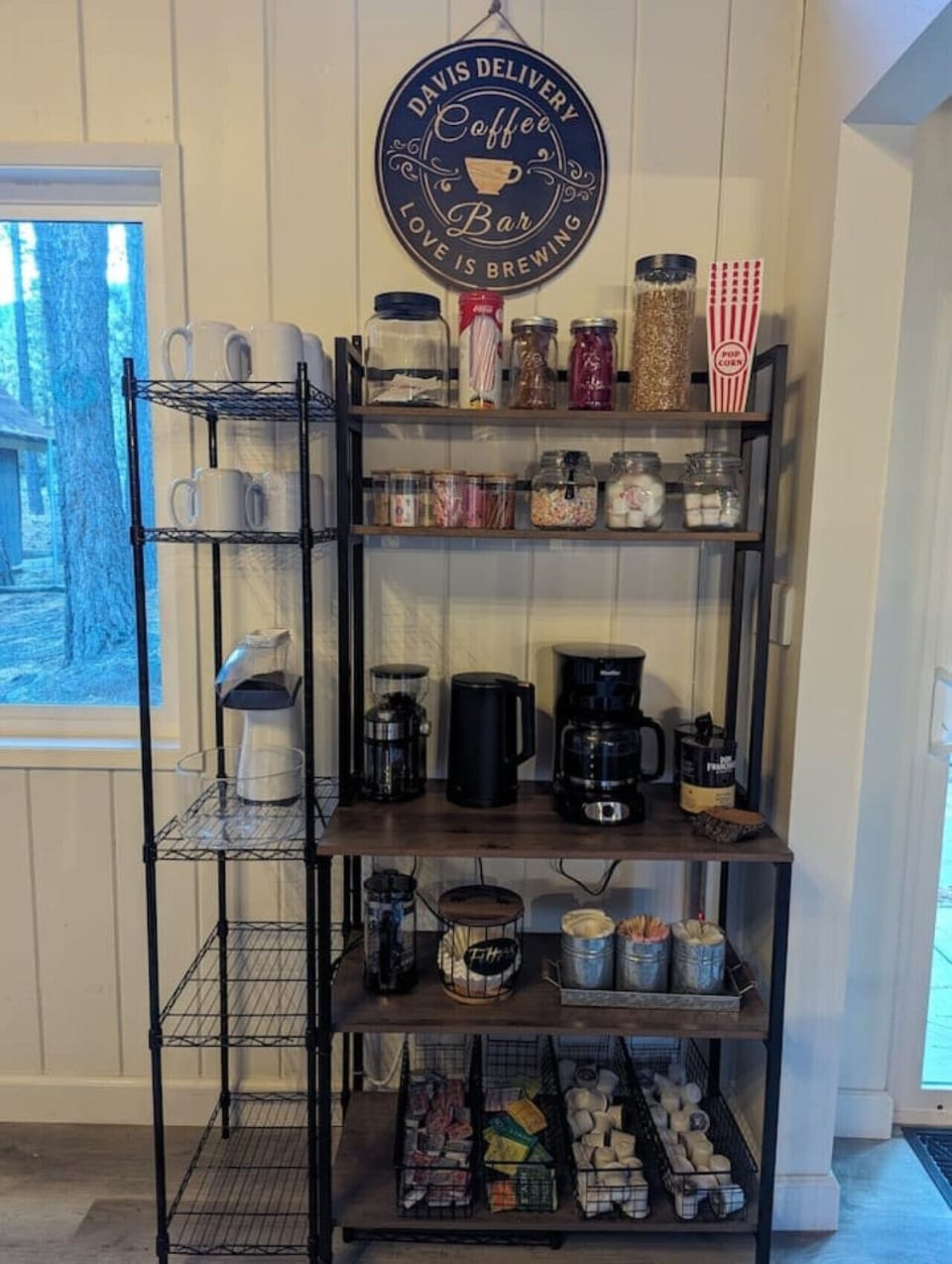 Indulge in our complimentary coffee bar, offering a tempting array of coffee, tea, hot cocoa, marshmallows, licorice, and more.