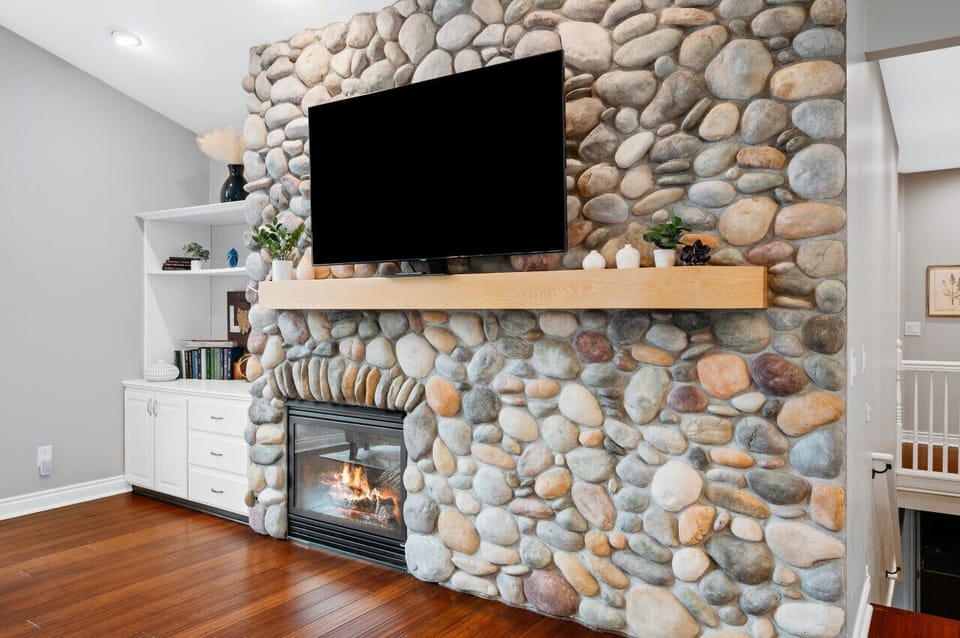 Multiple streaming services available as you relax by the fireplace