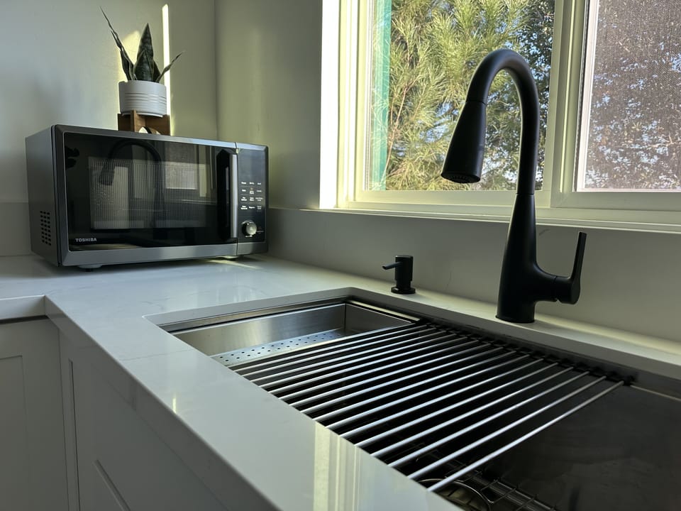 Enjoy the view while rinsing vegetables or dishes.