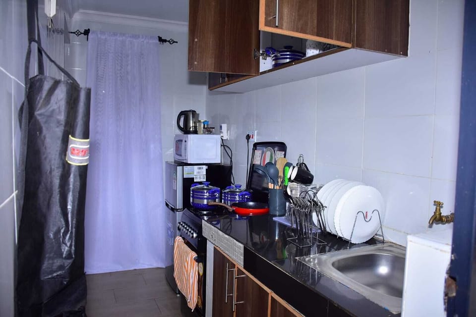 City Apartment | Private kitchen | Fridge, microwave, cookware/dishes/utensils