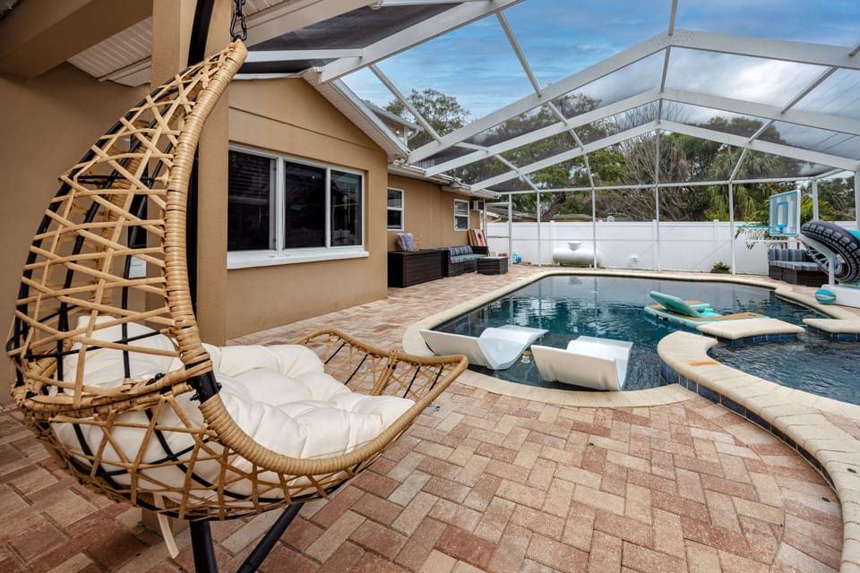 pool view in the backyard