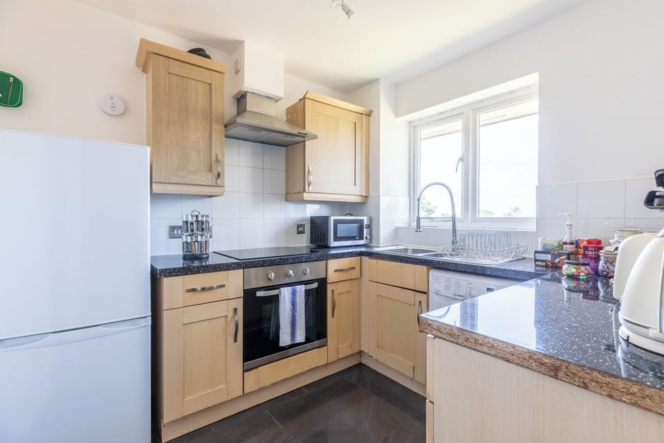 Full-size fridge, microwave, oven, stovetop