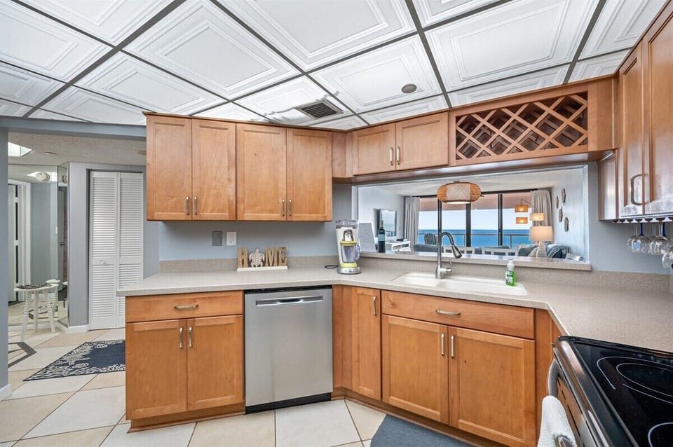Kitchen with Gulf of Mexico Backdrop