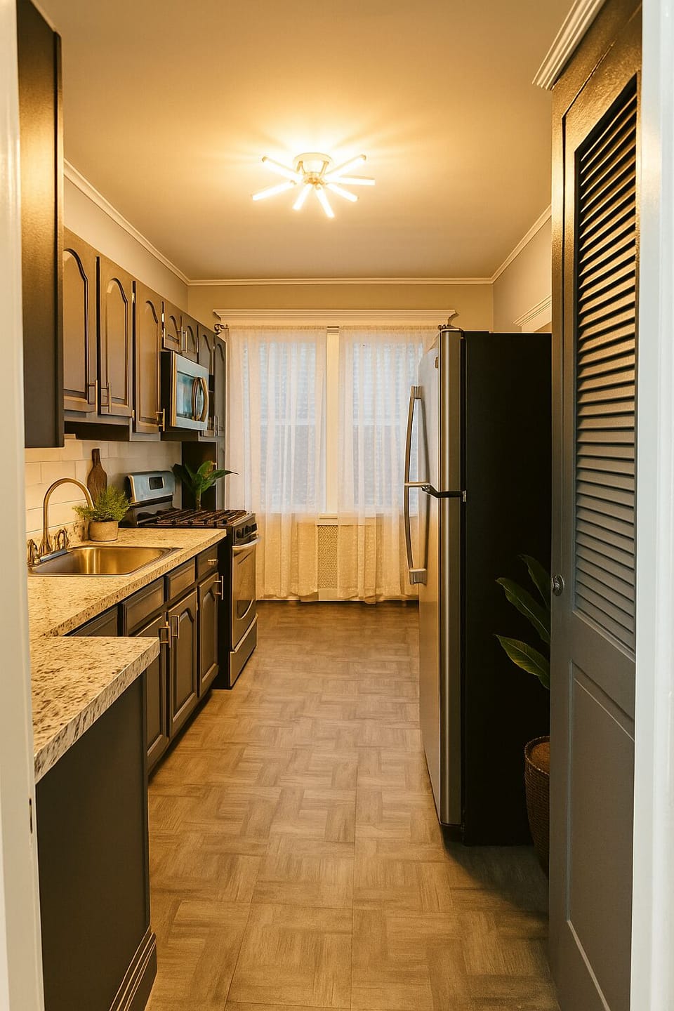 Warm ambient lighting for cozy evening cooking moments