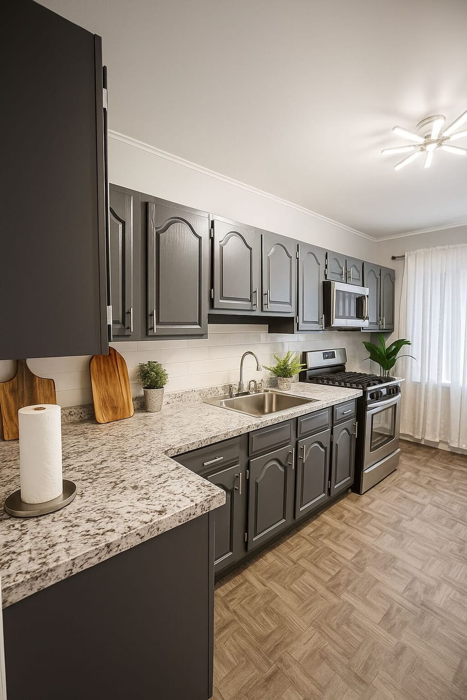 Spacious kitchen with natural light and full-size appliances