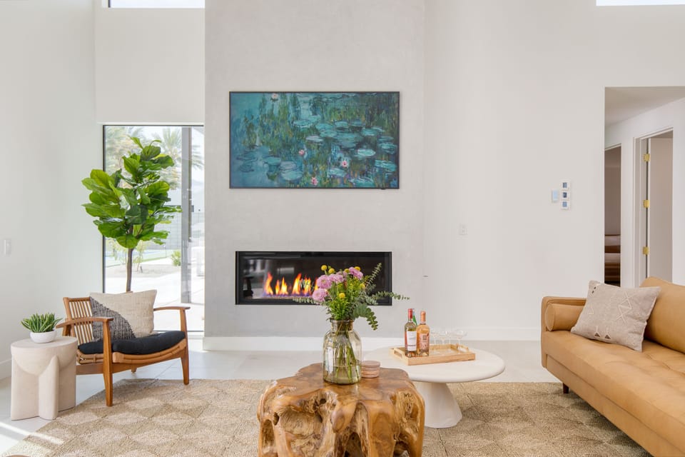 Fireplace and TV in the living room.