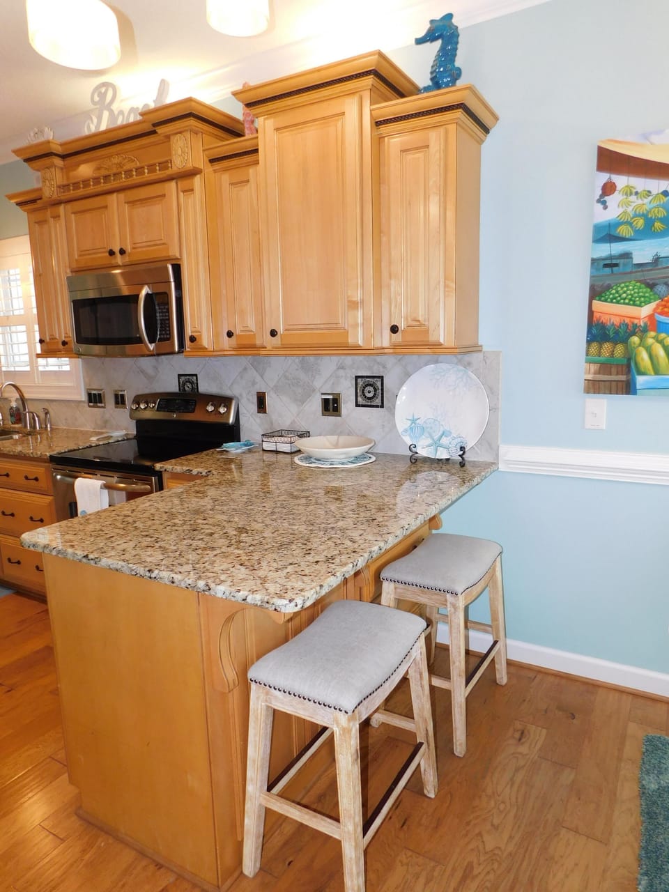 Island with two stools