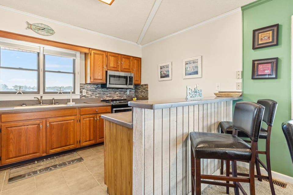 Island offers extra space to prep meals
