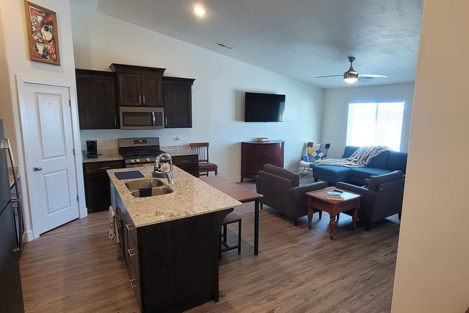 open concept kitchen and living room 