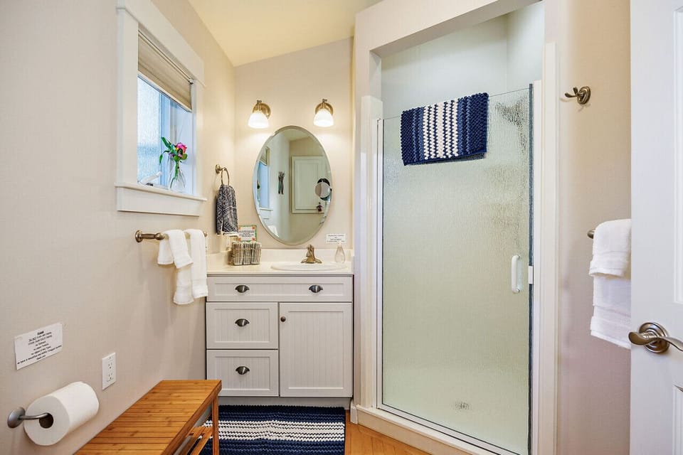 Full bathroom with luxurious walk in shower