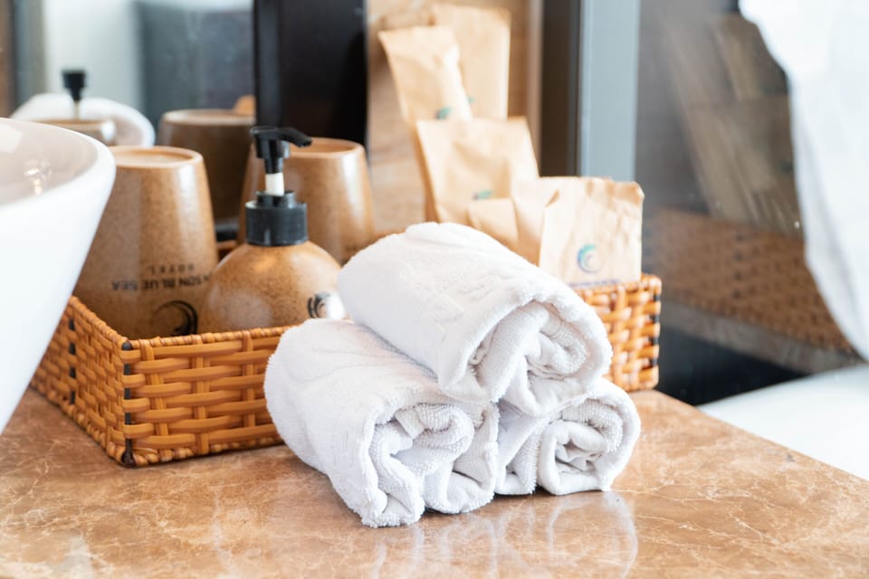 Shower, rainfall showerhead, hair dryer, slippers