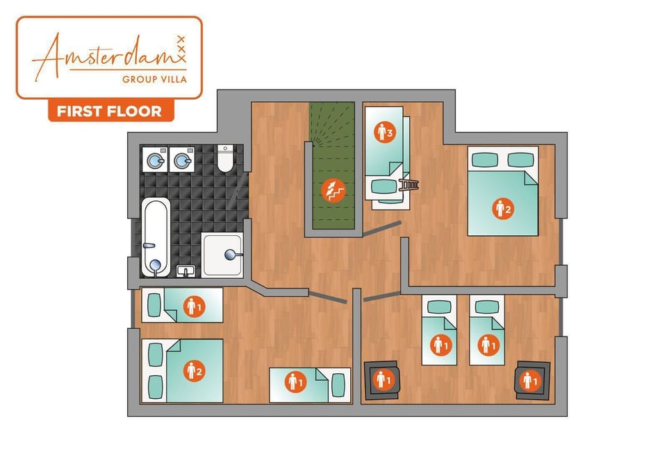 Here is the map of the first floor. 