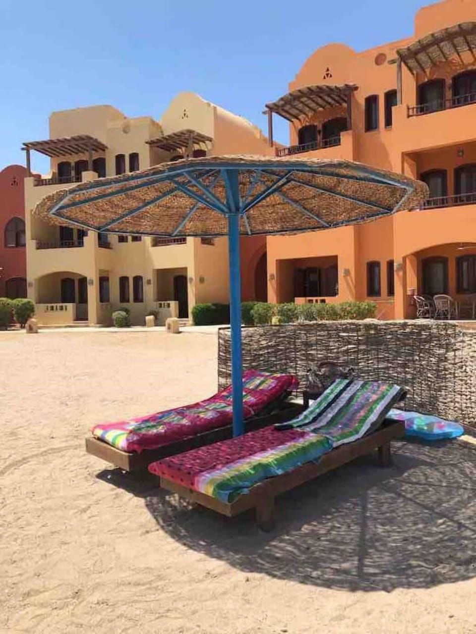 Sun-loungers by lagoon